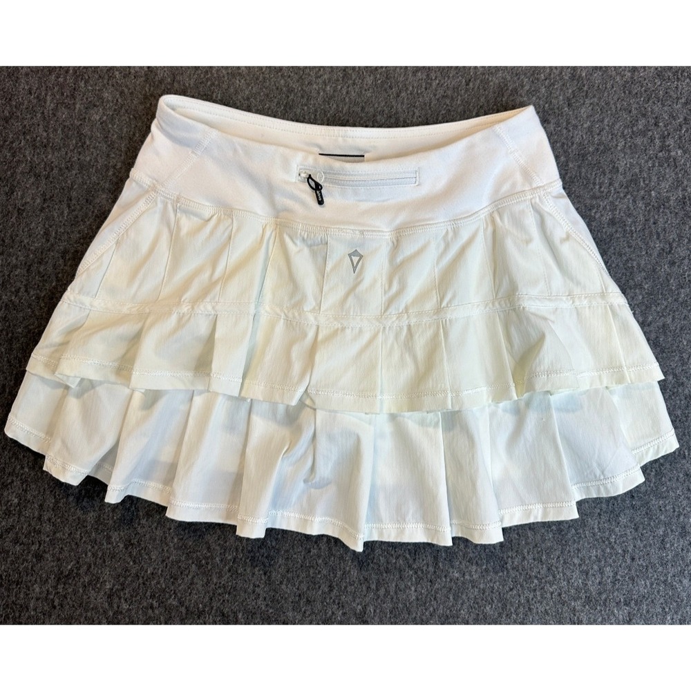 Ivivva x Lululemon Set the Pace Skort Tiered Ruffle White Skirt Shorts Girls 12 - Picture 15 of 15